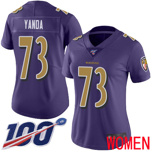 Baltimore Ravens Limited Purple Women Marshal Yanda Jersey NFL Football 73 100th Season Rush Vapor Untouchable